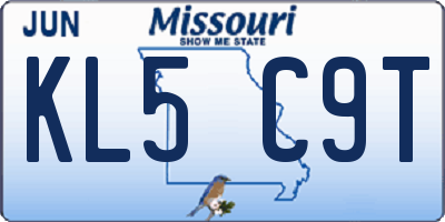 MO license plate KL5C9T