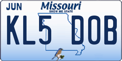 MO license plate KL5D0B