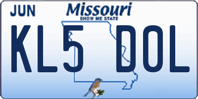 MO license plate KL5D0L