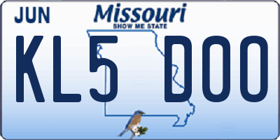 MO license plate KL5D0O