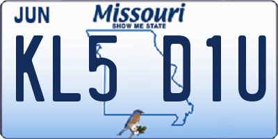 MO license plate KL5D1U