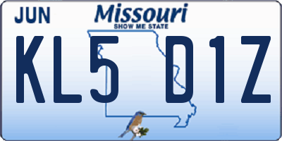 MO license plate KL5D1Z