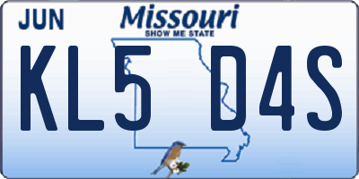 MO license plate KL5D4S
