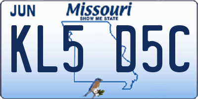 MO license plate KL5D5C