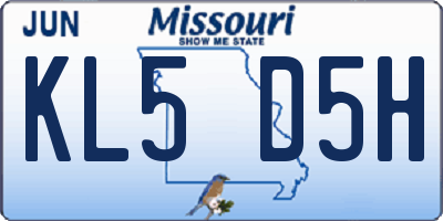 MO license plate KL5D5H