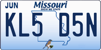 MO license plate KL5D5N