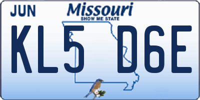 MO license plate KL5D6E