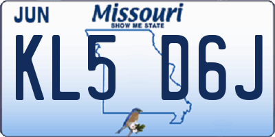 MO license plate KL5D6J