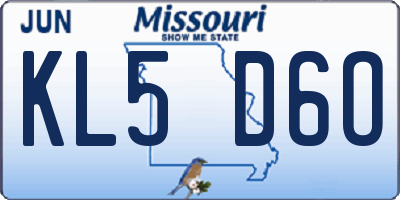 MO license plate KL5D6O