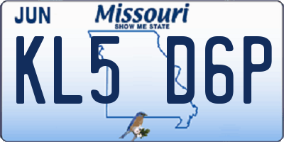 MO license plate KL5D6P