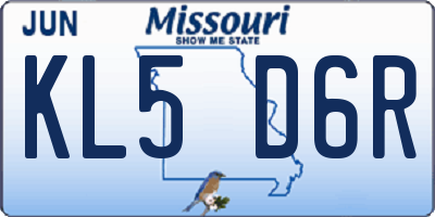 MO license plate KL5D6R