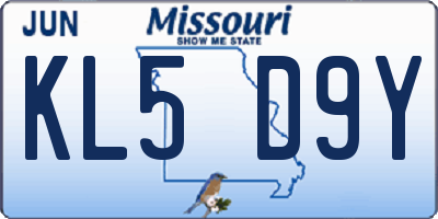 MO license plate KL5D9Y