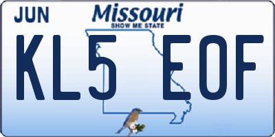 MO license plate KL5E0F
