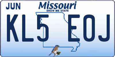 MO license plate KL5E0J