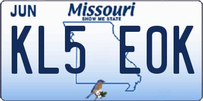 MO license plate KL5E0K