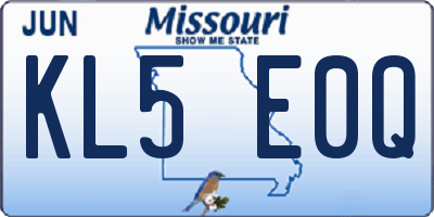 MO license plate KL5E0Q