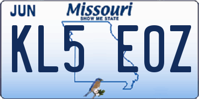 MO license plate KL5E0Z