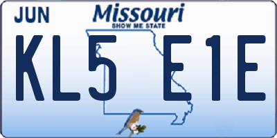 MO license plate KL5E1E