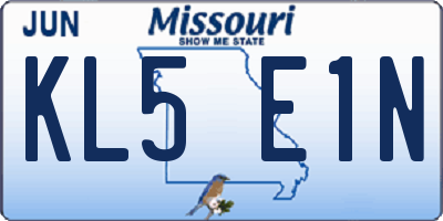 MO license plate KL5E1N