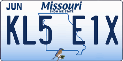 MO license plate KL5E1X