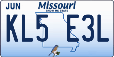 MO license plate KL5E3L