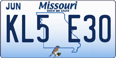 MO license plate KL5E3O