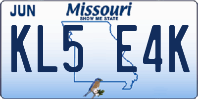 MO license plate KL5E4K