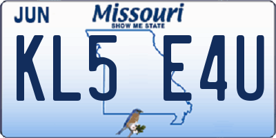 MO license plate KL5E4U