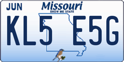 MO license plate KL5E5G