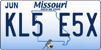 MO license plate KL5E5X