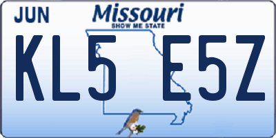 MO license plate KL5E5Z