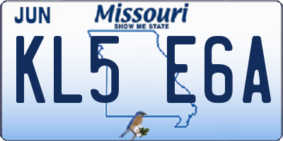 MO license plate KL5E6A