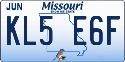 MO license plate KL5E6F