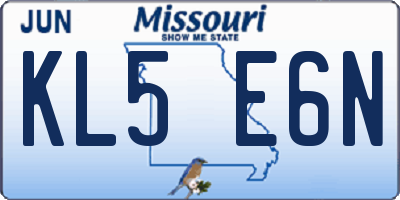 MO license plate KL5E6N