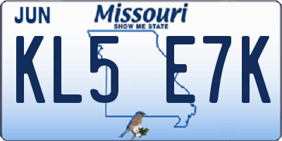 MO license plate KL5E7K