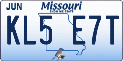 MO license plate KL5E7T