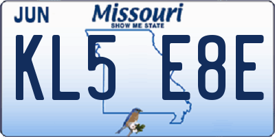 MO license plate KL5E8E