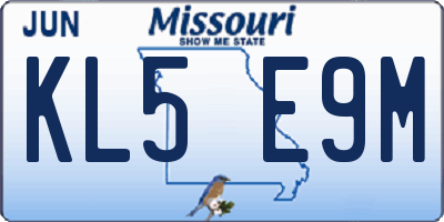 MO license plate KL5E9M