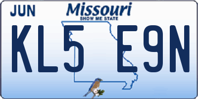 MO license plate KL5E9N