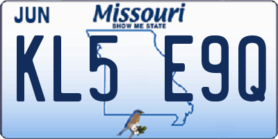 MO license plate KL5E9Q