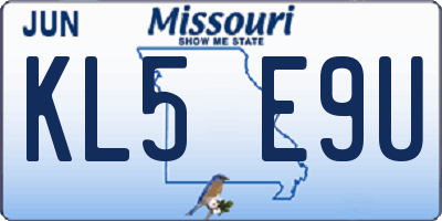 MO license plate KL5E9U