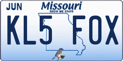 MO license plate KL5F0X