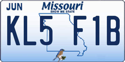 MO license plate KL5F1B
