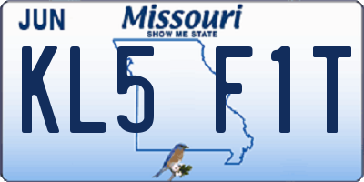 MO license plate KL5F1T