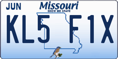 MO license plate KL5F1X