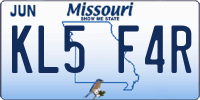 MO license plate KL5F4R