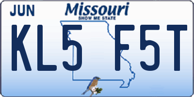 MO license plate KL5F5T