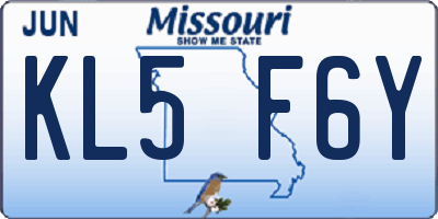 MO license plate KL5F6Y