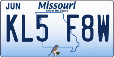 MO license plate KL5F8W