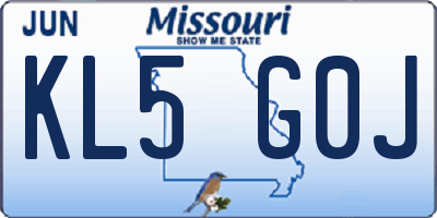MO license plate KL5G0J